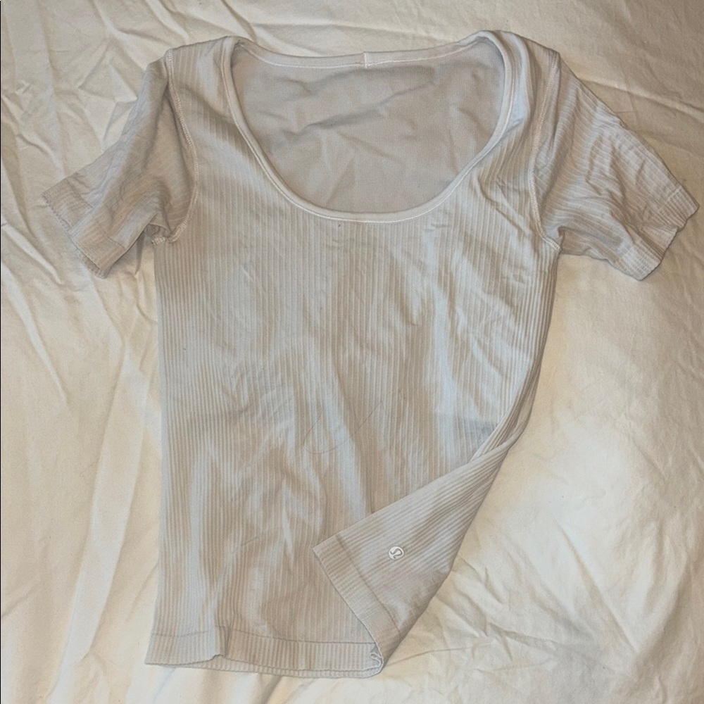 Women's Ribbed Scoop Neck Top - Cream
